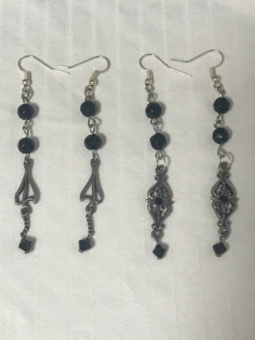 Gothic Victorian Medieval Bat Wings Glass Beads Earrings Dracolite